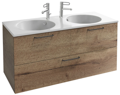 Тумба под раковину Jacob Delafon Odeon Rive Gauche 120 см, EB2545-R9-E52, цвет дуб табак, ручки черные