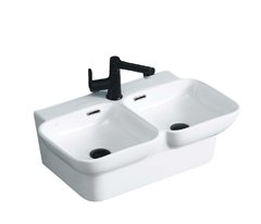 Раковина Ceruttispa Double Nemi, СТ9702, 65 см, двойная, стекловидный фарфор, белая