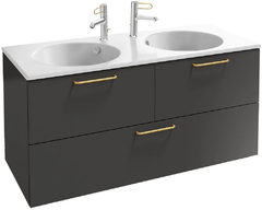 Тумба под раковину Jacob Delafon Odeon Rive Gauche 120 см, цвет серый антрацит, ручки золотые, EB2545-R8-N14