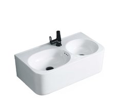 Раковина Ceruttispa Double Brenta, СТ9699, 75 см, двойная, стекловидный фарфор, белая