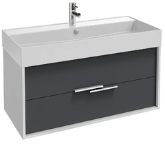 Тумба под раковину Jacob Delafon Vivienne 100 см, корпус белый глянцевый, фасад насыщенный серый матовый, без ручек, EB1585-N18-M76