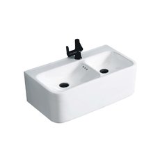 Раковина Ceruttispa Double Como, СТ9700, 75 см, двойная, стекловидный фарфор, белая