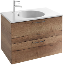 Тумба под раковину Jacob Delafon Odeon Rive Gauche 80 см, EB2522-R9-E52, цвет дуб табак, ручки черные