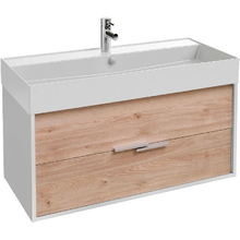 Тумба под раковину Jacob Delafon Vivienne 100 см, EB1668-J5-E75, корпус белый блестящий, фасад дуб давос натуральный, ручки хром