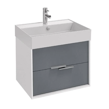 Тумба под раковину Jacob Delafon Vivienne 60 см, EB1666-J5-J54, корпус белый блестящий, фасад серый матовый, ручки хром