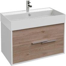 Тумба под раковину Jacob Delafon Vivienne 80 см, EB1667-J5-E75, корпус белый блестящий, фасад дуб давос натуральный, ручки хром