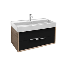 Тумба под раковину Jacob Delafon Vivienne 100 см, корпус дуб давос натуральный, фасад черный матовый, ручки хром, EB1668-E75-J53