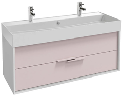 Тумба под раковину Jacob Delafon Vivienne 120 см, корпус белый глянцевый, фасад пыльная роза сатин, без ручек, EB1586-N18-S42