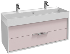 Тумба под раковину Jacob Delafon Vivienne 120 см, корпус белый глянцевый, фасад пыльная роза глянцевый, ручки хром, EB1509-N18-G1H