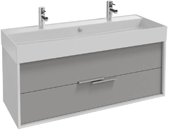 Тумба под раковину Jacob Delafon Vivienne 120 см, корпус белый глянцевый, фасад серый титан сатин, ручки хром, EB1509-N18-S21