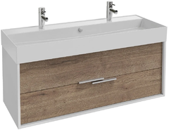Тумба под раковину Jacob Delafon Vivienne 120 см, корпус белый глянцевый, фасад дуб табак, без ручек, EB1586-N18-E52