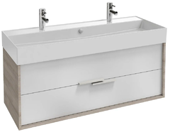 Тумба под раковину Jacob Delafon Vivienne 120 см, корпус серый дуб, фасад белый сатин, ручки хром, EB1509-E71-F30