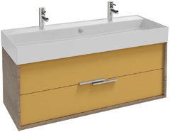Тумба под раковину Jacob Delafon Vivienne 120 см, корпус дуб табак, фасад императорский жёлтый сатин, без ручек, EB1586-E52-S48