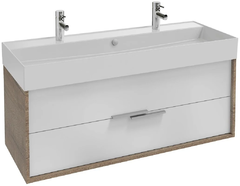 Тумба под раковину Jacob Delafon Vivienne 120 см, корпус дуб табак, фасад белый матовый, без ручек, EB1586-E52-M49