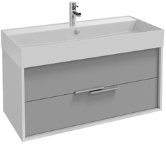 Тумба под раковину Jacob Delafon Vivienne 100 см, корпус белый глянцевый, фасад серый титан сатин, ручки хром, EB1508-N18-S21