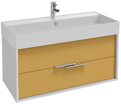 Тумба под раковину Jacob Delafon Vivienne 100 см, корпус белый глянцевый, фасад императорский жёлтый матовый, ручки хром, EB1508-N18-M86