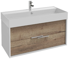 Тумба под раковину Jacob Delafon Vivienne 100 см, корпус белый глянцевый, фасад дуб табак, без ручек, EB1585-N18-E52