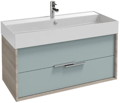 Тумба под раковину Jacob Delafon Vivienne 100 см, корпус серый дуб, фасад голубой шторм глянцевый, ручки хром, EB1508-E71-G73