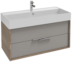 Тумба под раковину Jacob Delafon Vivienne 100 см, корпус дуб табак, фасад серый титан глянцевый, EB1585-E52-N21