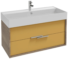 Тумба под раковину Jacob Delafon Vivienne 100 см, корпус дуб табак, фасад императорский жёлтый сатин, EB1585-E52-S48