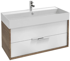 Тумба под раковину Jacob Delafon Vivienne 100 см, корпус дуб табак, фасад белый сатин, EB1585-E52-F30
