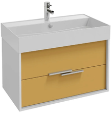 Тумба под раковину Jacob Delafon Vivienne 80 см, корпус белый глянцевый, фасад императорский жёлтый сатин, без ручек, EB1584-N18-S48