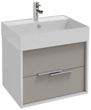 Тумба под раковину Jacob Delafon Vivienne 60 см, корпус белый глянцевый, фасад серый титан сатин, ручки хром, EB1506-N18-S21