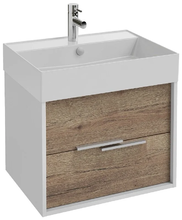 Тумба под раковину Jacob Delafon Vivienne 60 см, корпус белый глянцевый, фасад дуб табак, ручки хром, EB1506-N18-E52