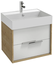 Тумба под раковину Jacob Delafon Vivienne 60 см, корпус арлингтонский дуб, фасад белый матовый, ручки хром, EB1506-E70-M49