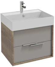 Тумба под раковину Jacob Delafon Vivienne 60 см, корпус дуб табак, фасад серый титан глянцевый, ручки хром, EB1506-E52-N21