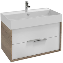 Тумба под раковину Jacob Delafon Vivienne 80 см, корпус дуб табак, фасад белый глянцевый, без ручек, EB1584-E52-N18