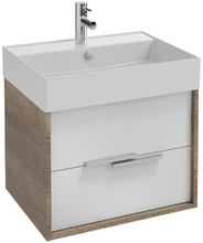 Тумба под раковину Jacob Delafon Vivienne 60 см, корпус дуб табак, фасад белый глянцевый лак, без ручек, EB1583-E52-G1C