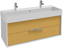 Тумба под раковину Jacob Delafon Vivienne 120 см, корпус белый глянцевый, фасад императорский жёлтый глянцевый, ручки хром, EB1509-N18-G1N