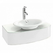 Тумба с раковиной Jacob Delafon Presquile 85 см, стеклянная поверхность, белый блестящий лак, EB1106-G1C/E4439-00