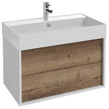 Тумба под раковину Jacob Delafon Vivienne 80 см, корпус белый глянцевый, фасад дуб табак, без ручек, EB1584-N18-E52