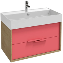 Тумба под раковину Jacob Delafon Vivienne 80 см, корпус арлингтонский дуб, фасад алый глянцевый, без ручек, EB1584-E70-G1J