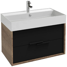 Тумба под раковину Jacob Delafon Vivienne 80 см, корпус дуб табак, фасад черный матовый, без ручек, EB1584-E52-M61