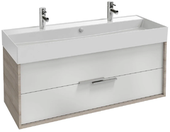 Тумба под раковину Jacob Delafon Vivienne 120 см, корпус серый дуб, фасад белый глянцевый, ручки хром, EB1509-E71-N18