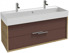 Тумба под раковину Jacob Delafon Vivienne 120 см, корпус арлингтонский дуб, фасад ледяной-коричневый матовый, ручки хром, EB1509-E70-M59