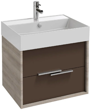 Тумба под раковину Jacob Delafon Vivienne 60 см, корпус серый дуб, фасад светло-коричневый глянцевый лак, ручки хром, EB1506-E71-G80