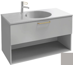 Тумба под раковину Jacob Delafon Odeon Rive Gauche 90 см, EB2553-RX-S21, цвет серый титан сатин, ручки на выбор