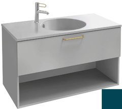 Тумба под раковину Jacob Delafon Odeon Rive Gauche 90 см, EB2553-RX-M85, цвет сине-зелёный матовый, ручки на выбор