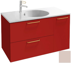 Тумба под раковину Jacob Delafon Odeon Rive Gauche 90 см, EB2543-RX-G1H, цвет пыльная роза глянцевый, ручки на выбор