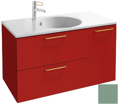 Тумба под раковину Jacob Delafon Odeon Rive Gauche 90 см, EB2543-RX-G95, цвет оливковый глянцевый, ручки на выбор