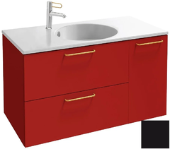 Тумба под раковину Jacob Delafon Odeon Rive Gauche 90 см, EB2543-RX-S14, цвет чёрный сатин, ручки на выбор