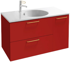 Тумба под раковину Jacob Delafon Odeon Rive Gauche 90 см, EB2543-RX-S08, цвет тёмно-красный сатин, ручки на выбор