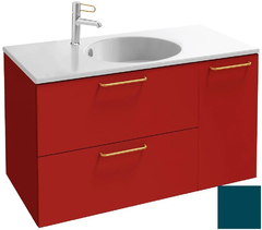 Тумба под раковину Jacob Delafon Odeon Rive Gauche 90 см, EB2543-RX-S47, цвет сине-зелёный сатин, ручки на выбор