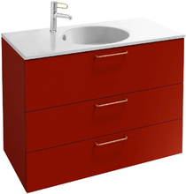Тумба под раковину Jacob Delafon Odeon Rive Gauche 90 см, EB2533-RX-G99, цвет тёмно-красный глянцевый, ручки на выбор