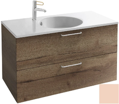 Тумба под раковину Jacob Delafon Odeon Rive Gauche 90 см, EB2523-RX-S09, цвет телесный сатин, ручки на выбор