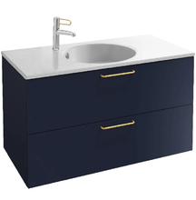 Тумба под раковину Jacob Delafon Odeon Rive Gauche 90 см, EB2523-RX-S06, цвет тёмно-синий сатин, ручки на выбор